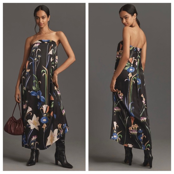 NWT Corey Lynn Calter x Anthropologie Strapless Maxi Dress S Floral Pockets FLAW - Picture 1 of 14